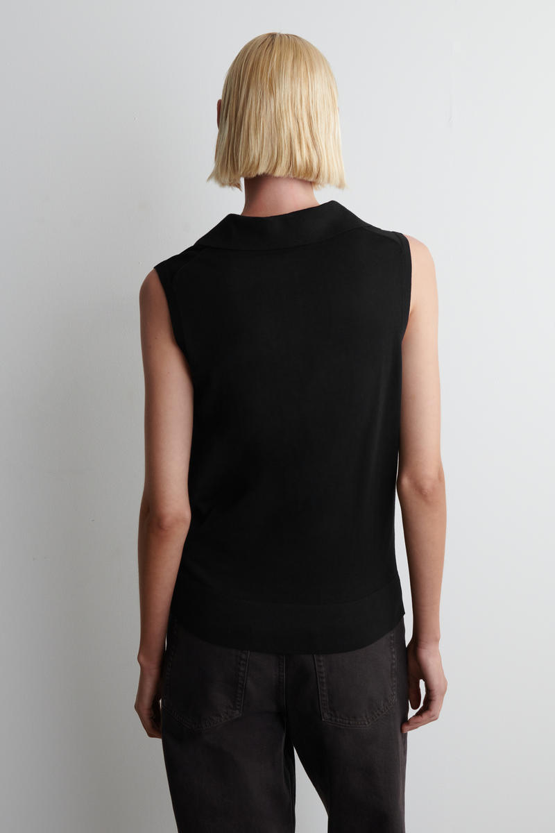 SLEEVELESS SILK-COTTON POLO TOP ノースリーブ シルクコットン ポロ 