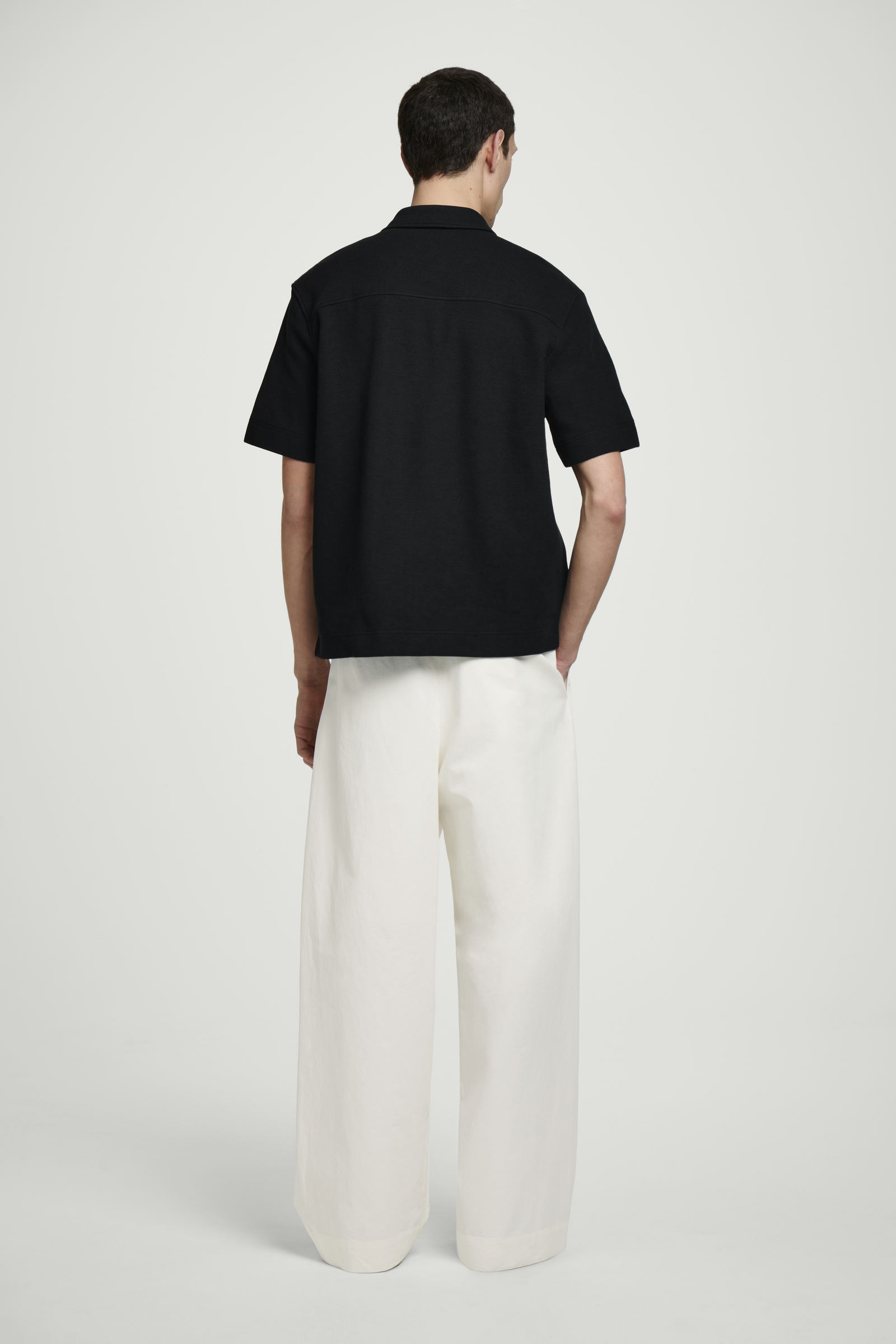 TEXTURED COTTON-JERSEY ZIPPED SHIRT テクスチャード コットン