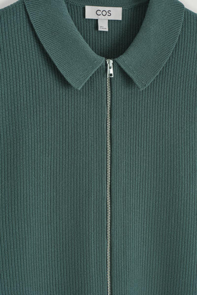 COS ワッフルニットコットンジップシャツ
