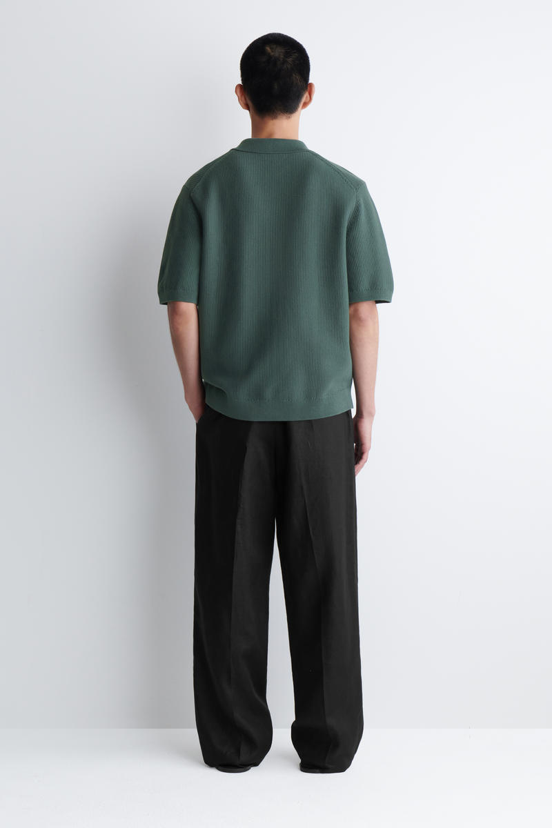 COS ワッフルニットコットンジップシャツ