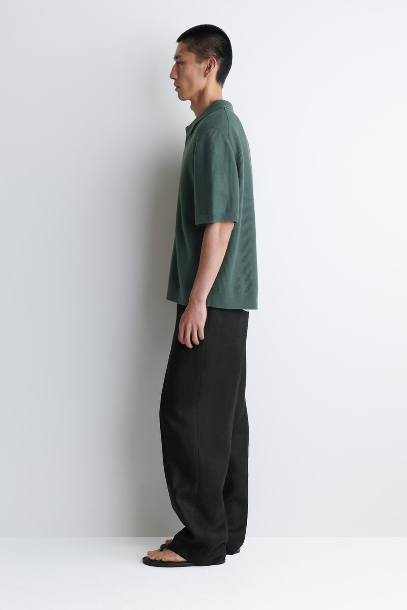 COS ワッフルニットコットンジップシャツ