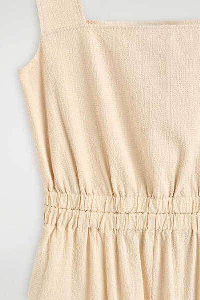 COS オープンバックシアサッカーワイドレッグジャンプスーツ