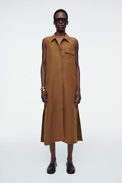 COS ノースリーブミディシャツワンピース