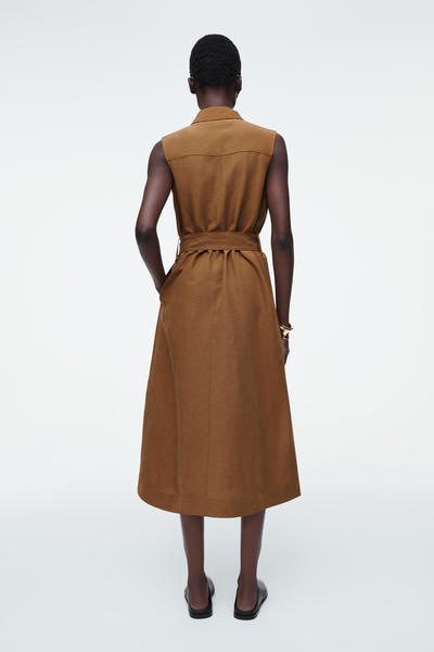 COS ノースリーブミディシャツワンピース