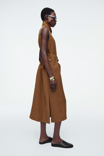 COS ノースリーブミディシャツワンピース