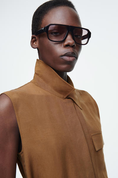 COS ノースリーブミディシャツワンピース