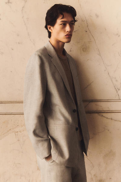 COS シングルブレストリネンブレザー