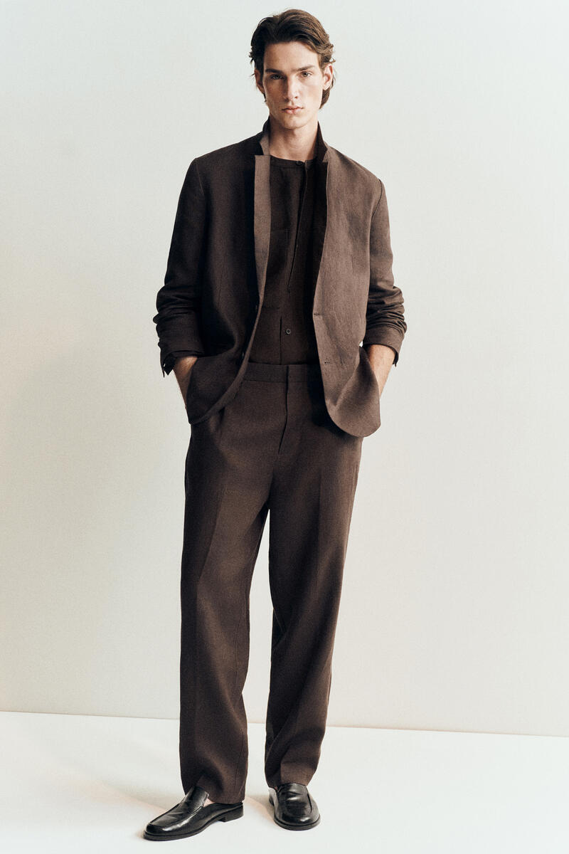 新品　COS　コス　シングルブレストリネンブレザー　ジャケット　ブラウン SINGLE-BREASTED LINEN BLAZER シングルブレスト リネンブレザー