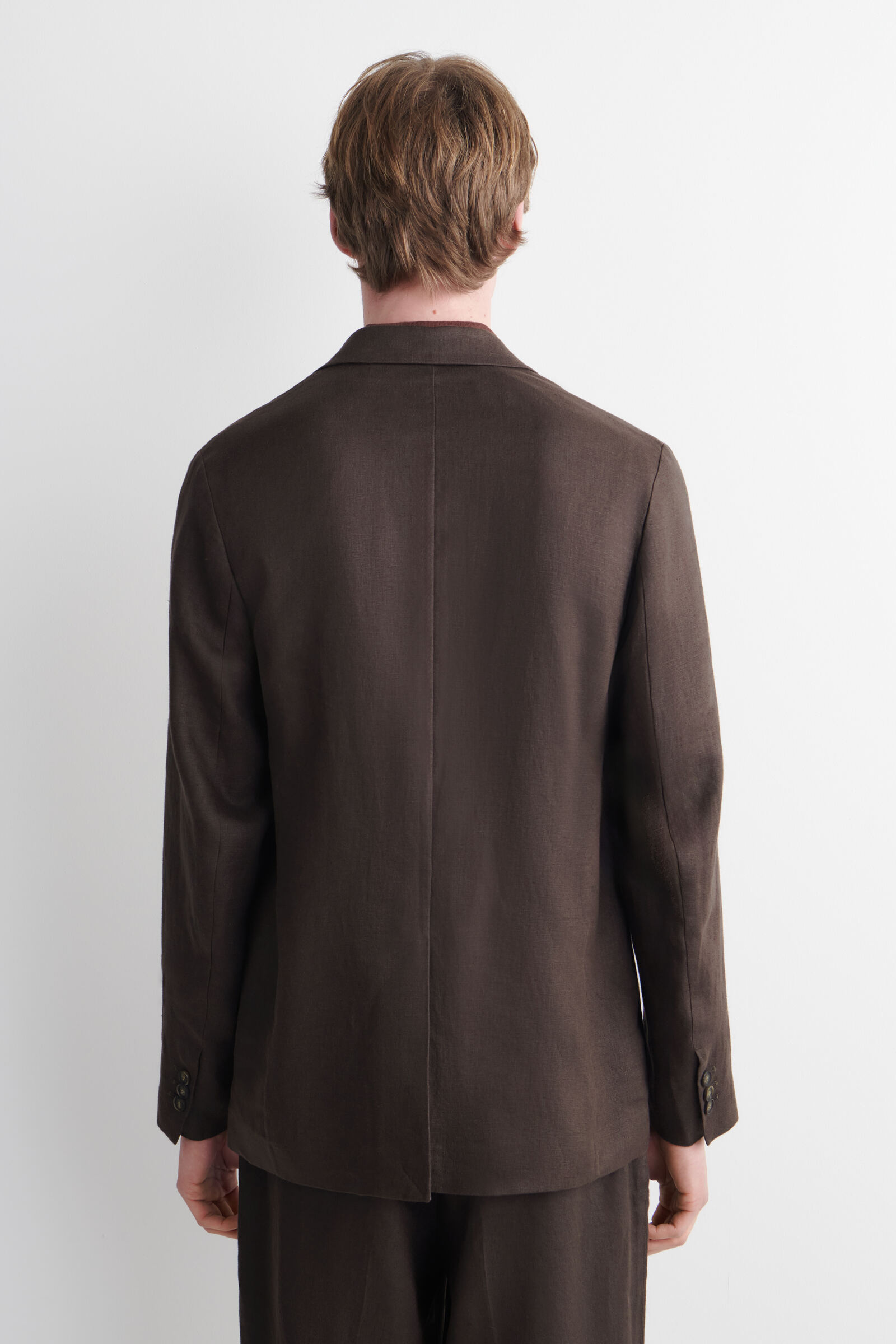 新品　COS　コス　シングルブレストリネンブレザー　ジャケット　ブラウン SINGLE-BREASTED LINEN BLAZER シングルブレストリネンブレザー ダーク