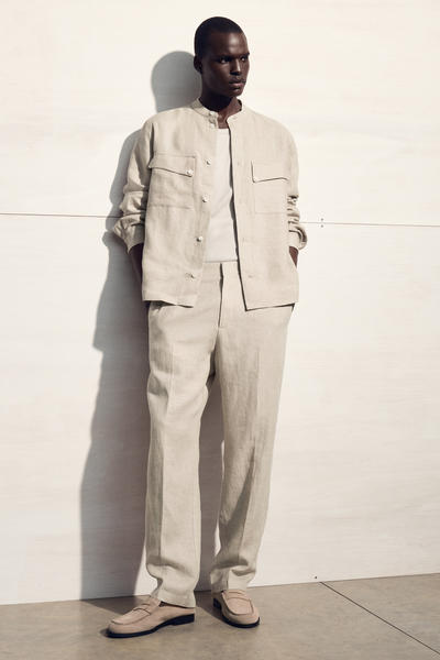 COS リラックスフィット リネンテーパードパンツ