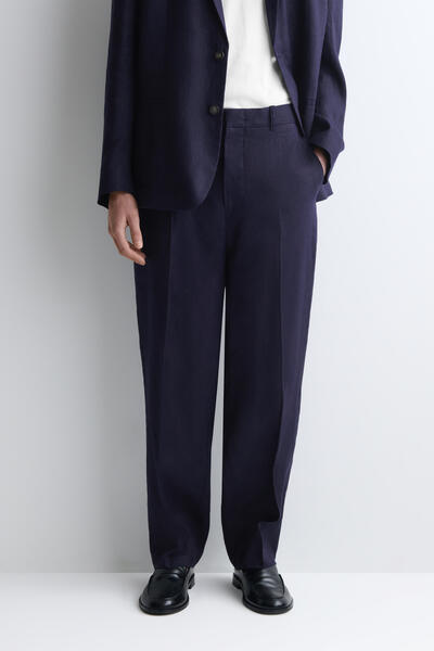 COS リラックスフィット リネンテーパードパンツ