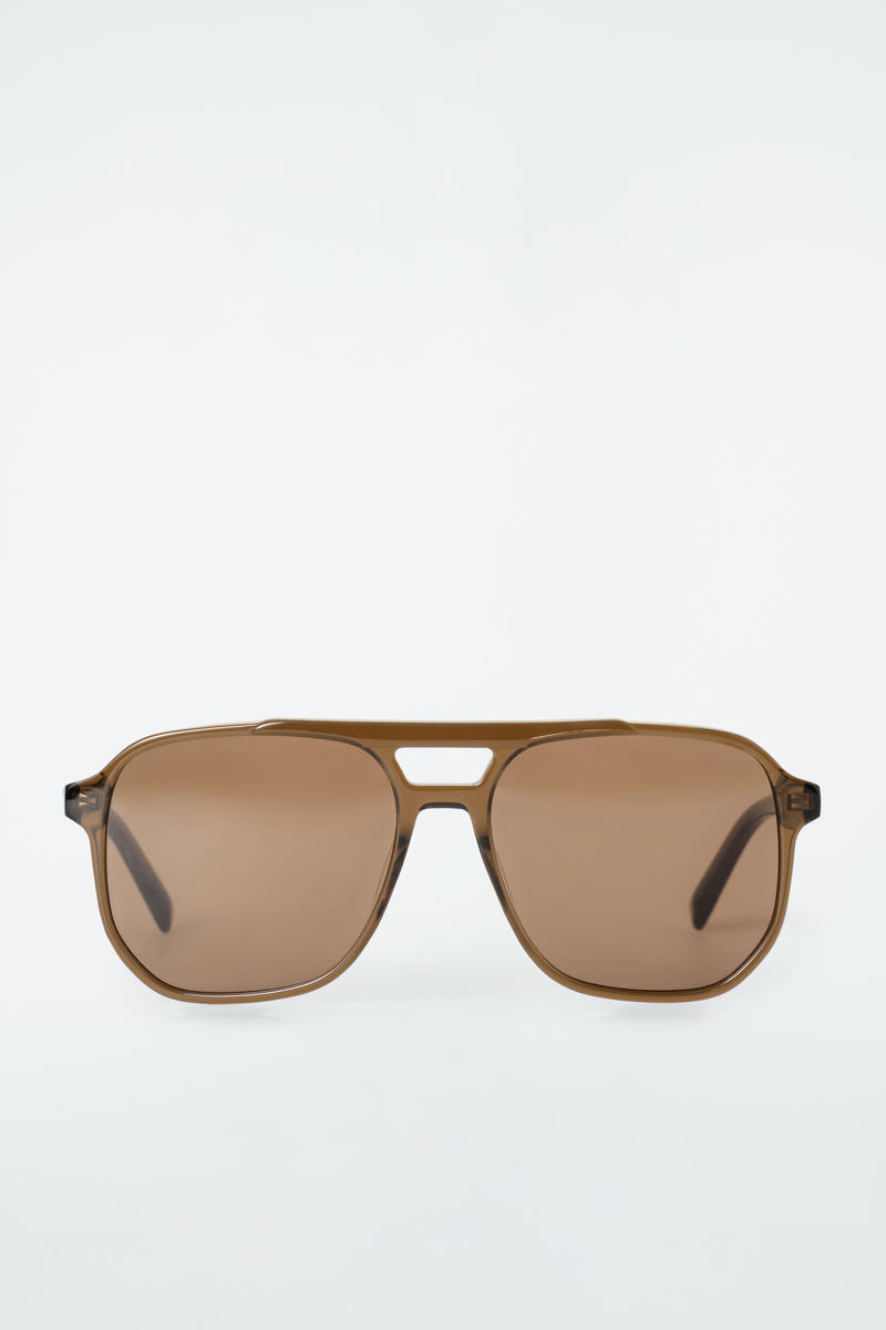 COS オーバーサイズ スクエアフレームアビエーターサングラス