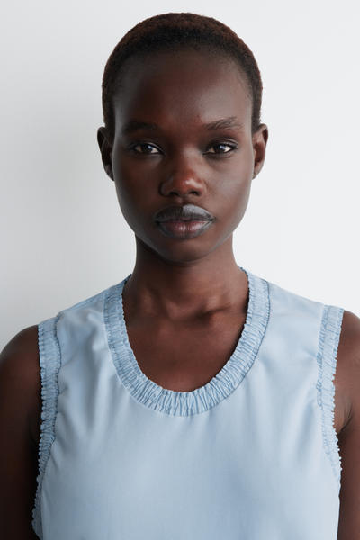 COS ギャザーコットンタンクトップ