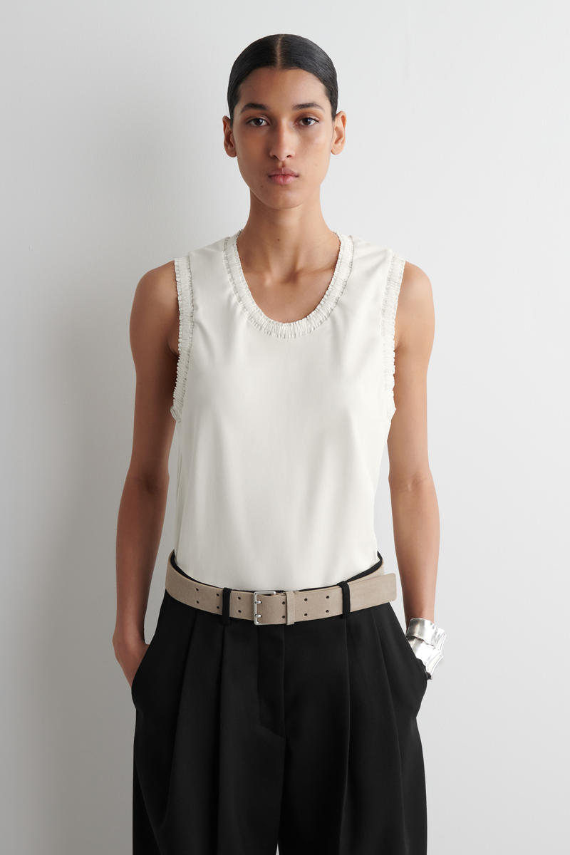 COS ギャザーコットンタンクトップ