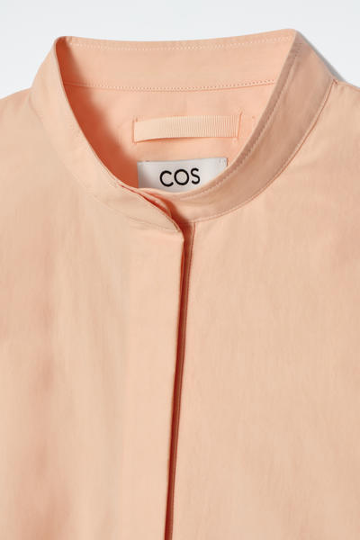 COS ノーカラーハーフプラケットシャツ