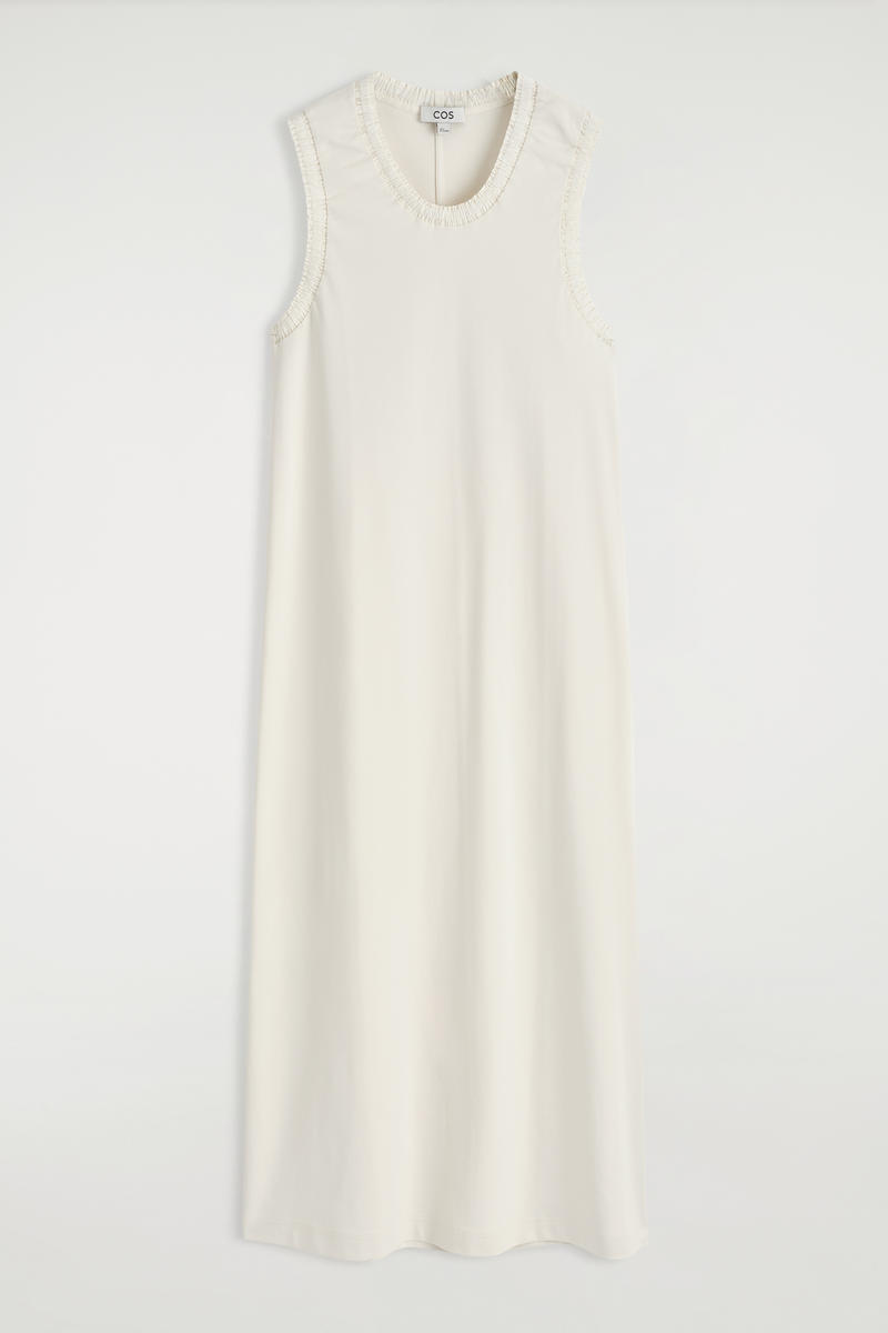 COS フリルコットンミディドレス