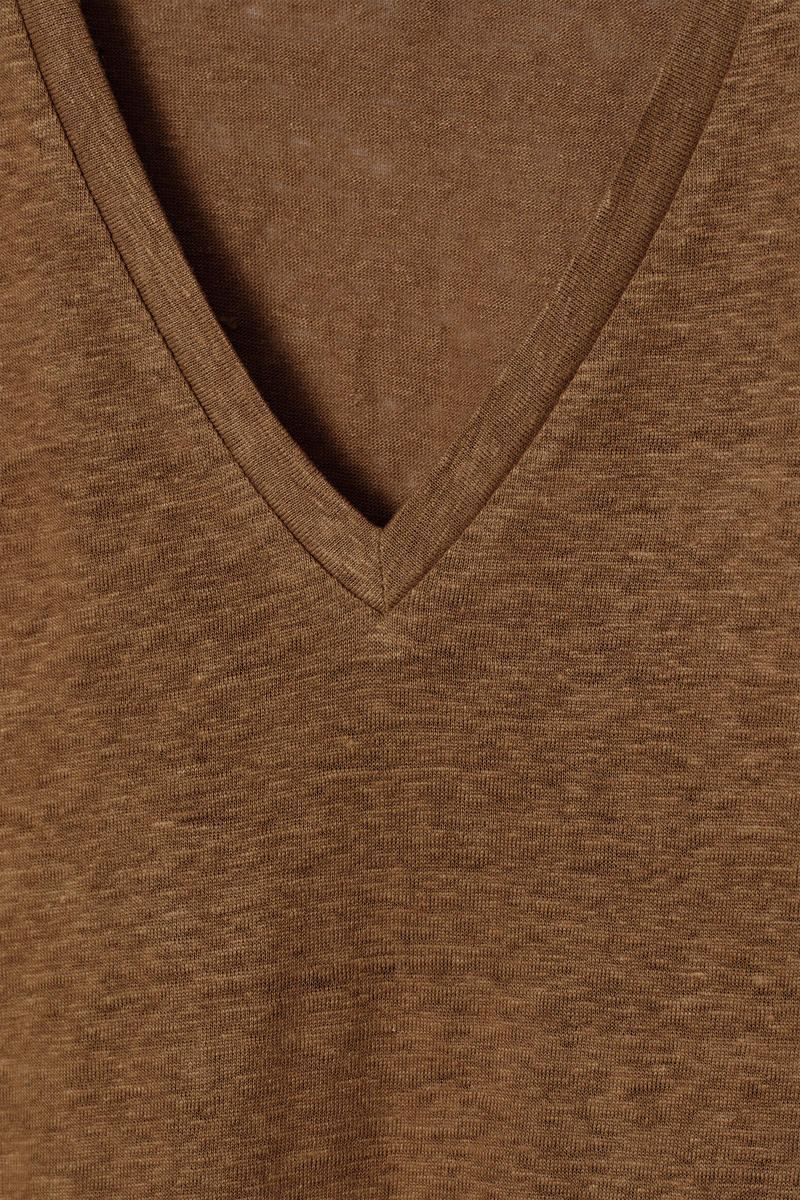 V-NECK LINEN T-SHIRT VネックリネンTシャツ ブラウン｜COS コス 公式 