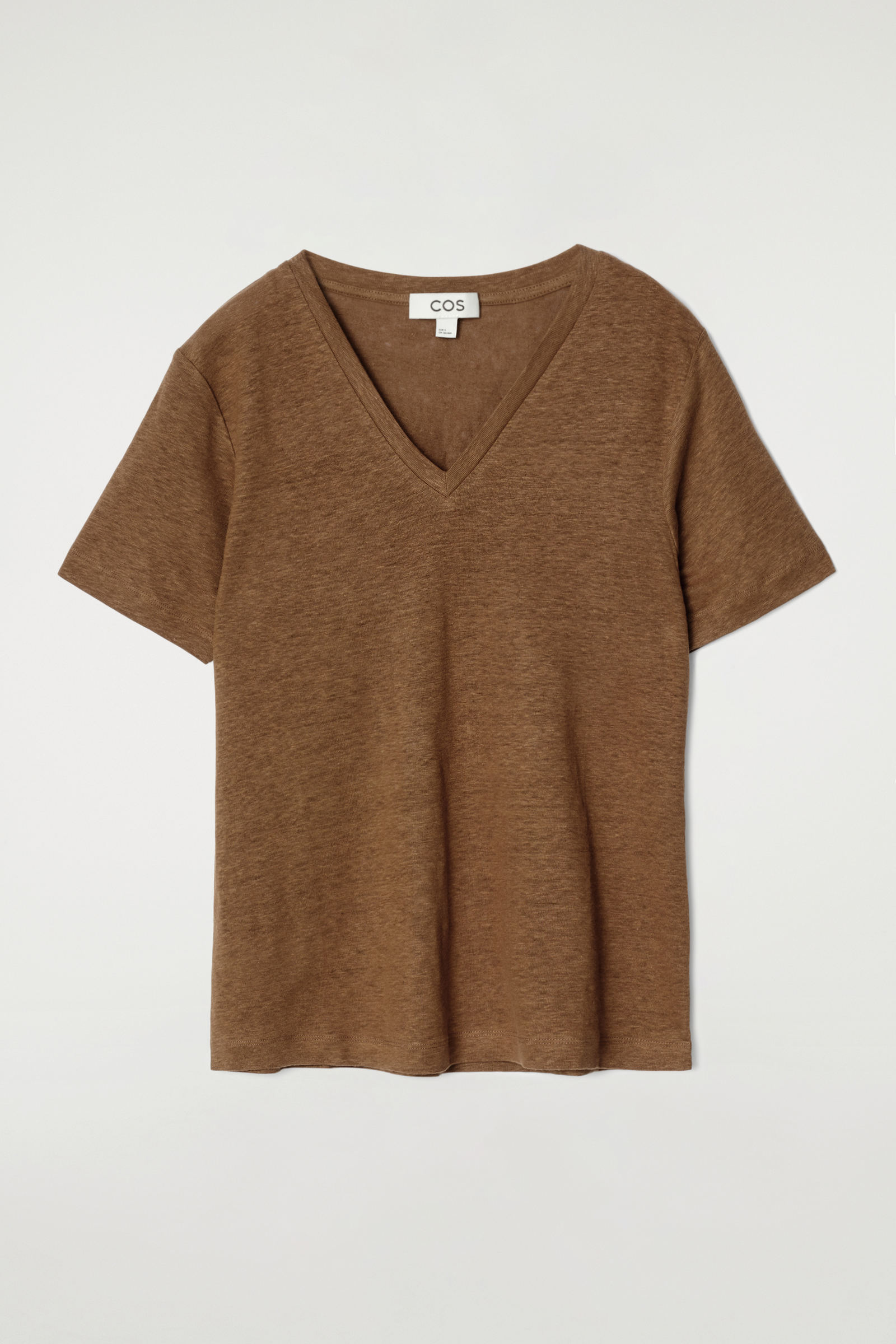 V-NECK LINEN T-SHIRT VネックリネンTシャツ ブラウン｜COS コス 公式 