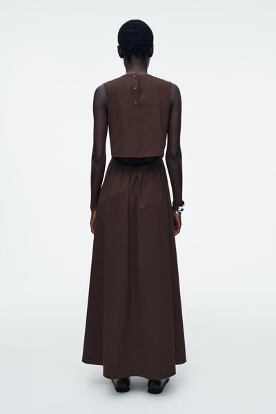 COS オープンバックコットンミディドレス