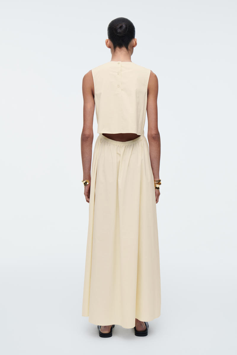 COS オープンバックコットンミディドレス