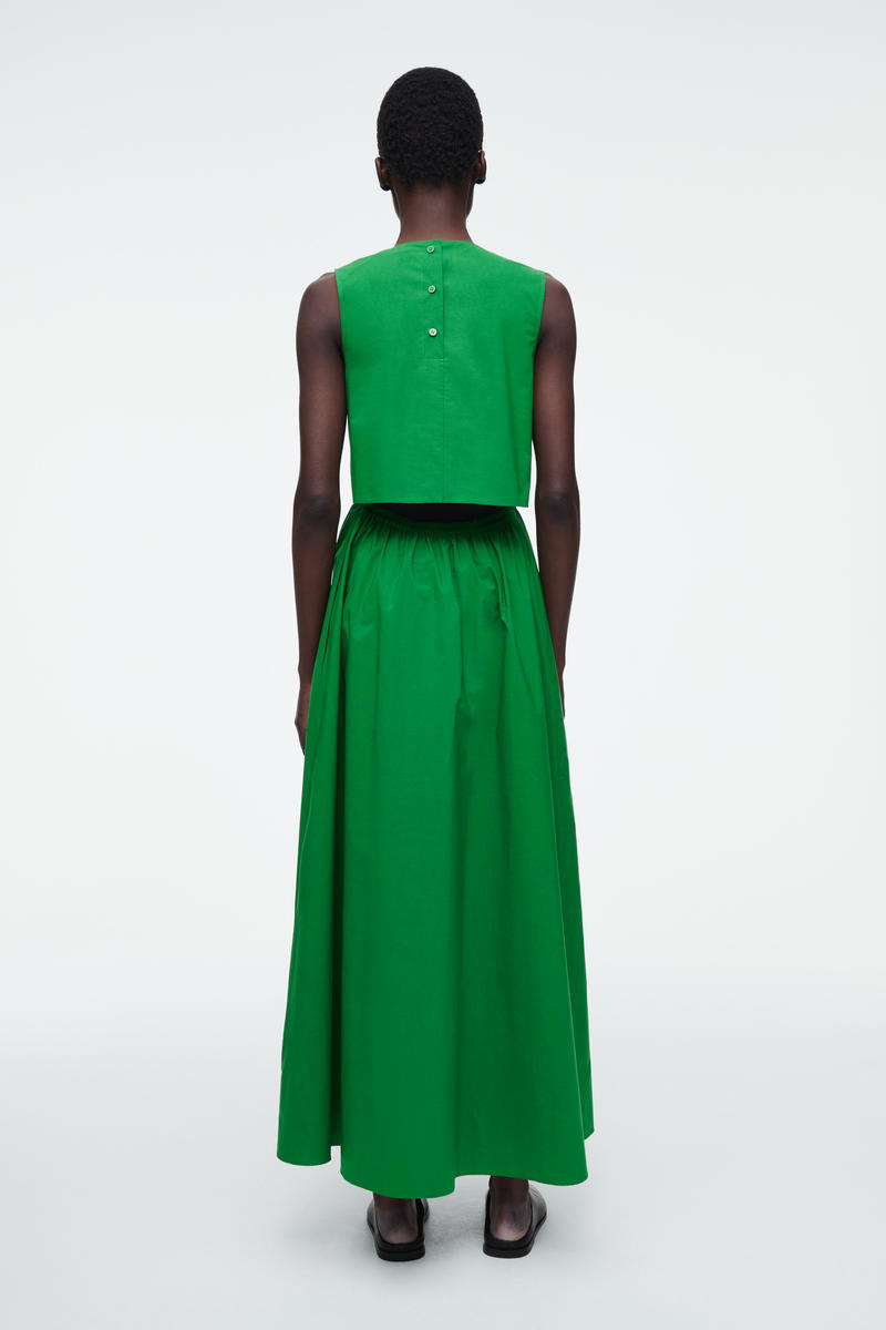 COS オープンバックコットンミディドレス