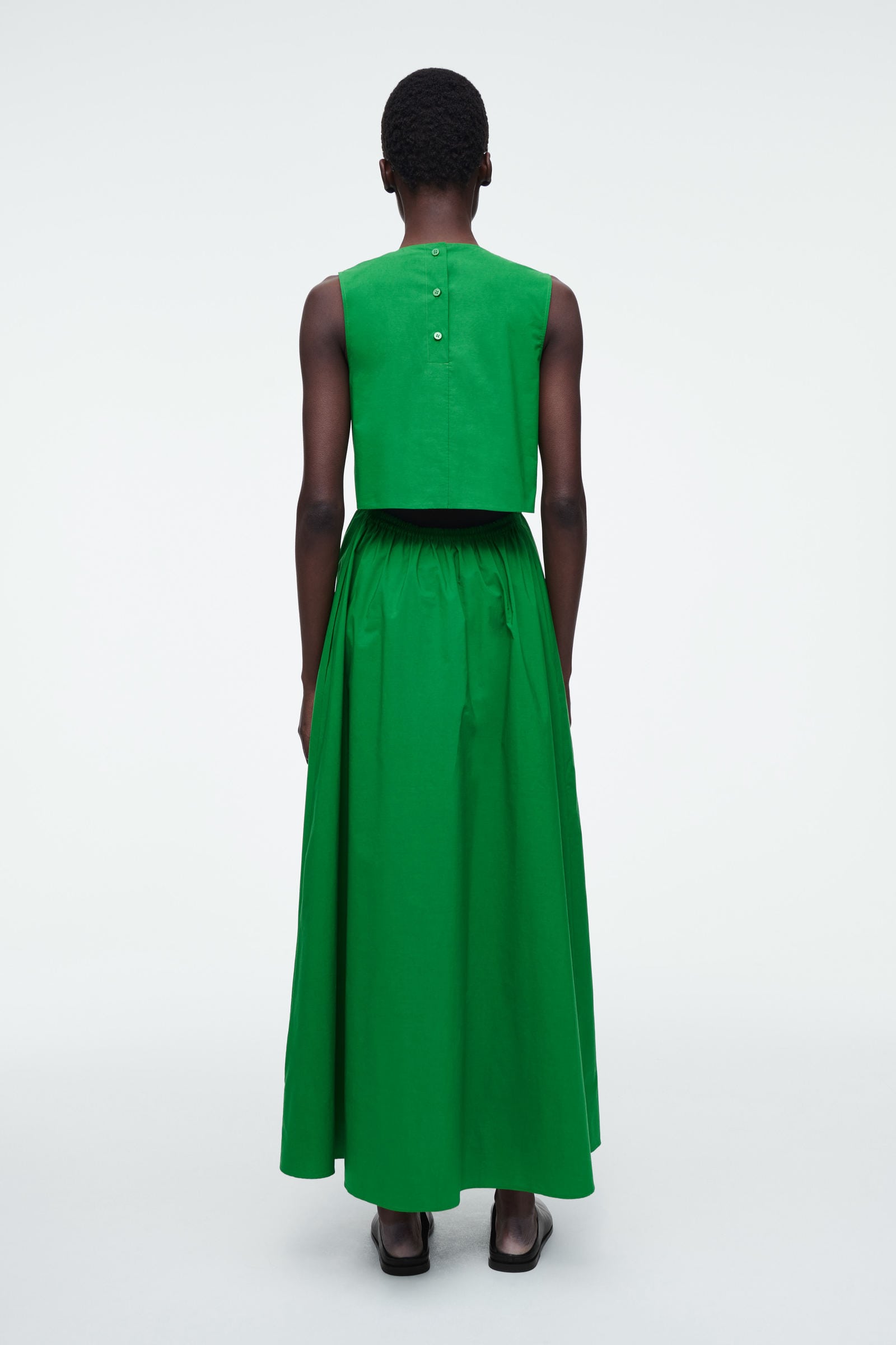 OPEN-BACK COTTON MIDI DRESS オープンバックコットンミディワンピース 