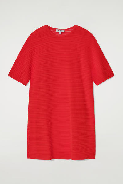 COS ストライプニットミディワンピース