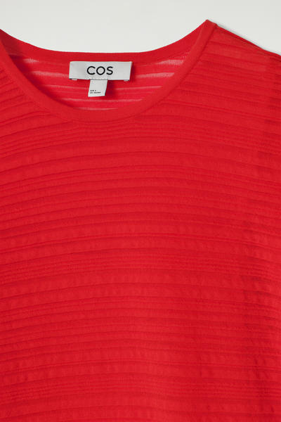 COS ストライプニットミディワンピース