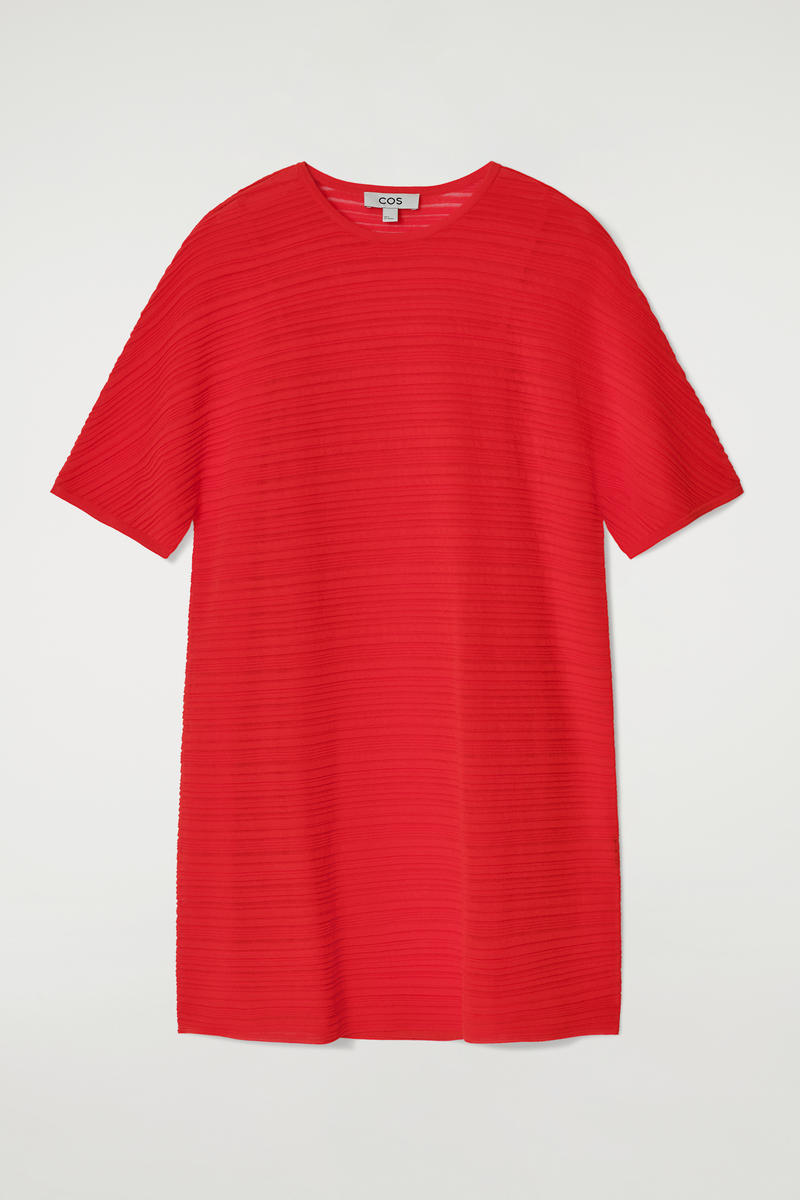 COS ストライプニットミディワンピース