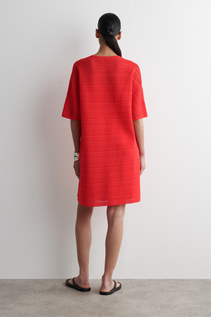 COS ストライプニットミディワンピース