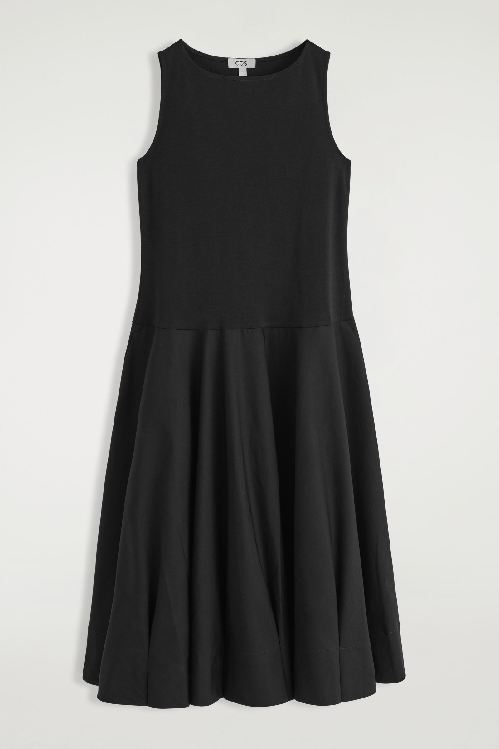 COS ボートネックコットンAラインミディワンピース BOAT-NECK COTTON A-LINE MIDI DRESS ボートネックコットンA