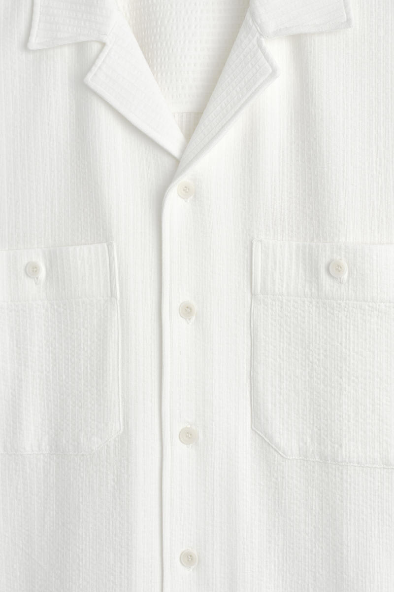 COS コットンシアサッカーリゾートシャツ