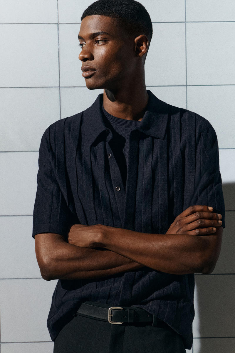 STRIPED KNITTED LINEN SHIRT ストライプニットリネンシャツ