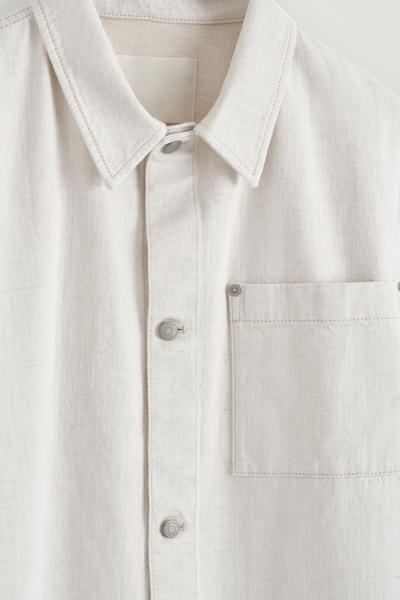 COS コットンリネンデニムオーバーシャツ