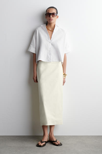 COS ボクシー半袖リネンシャツ