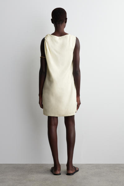 COS ツイストディテール リネン ミニドレス