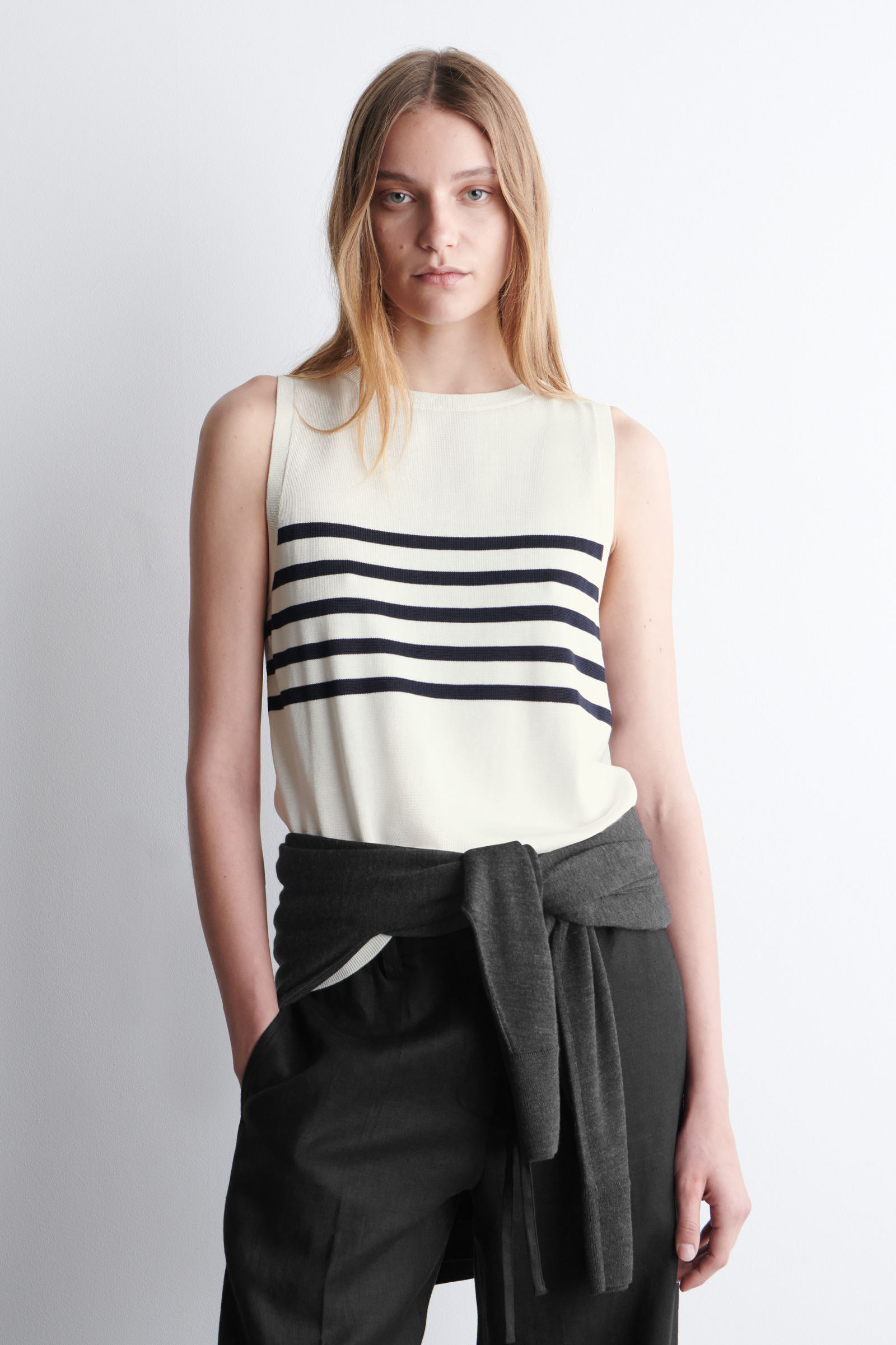CABAN ストライプ タンクトップ STRIPED KNITTED TANK TOP ストライプニットタンクトップ ホワイト