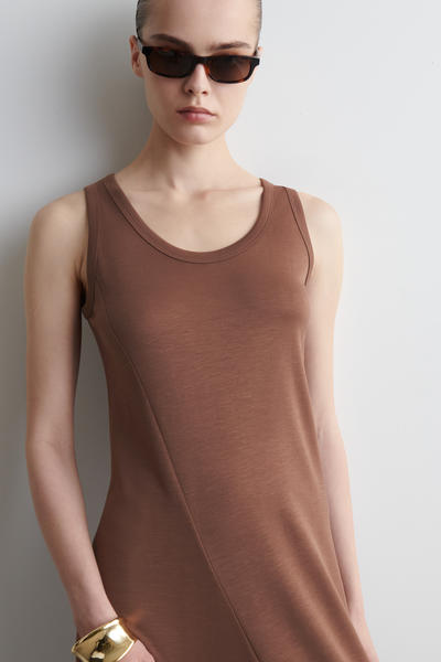 COS アシンメトリージャージーミディドレス