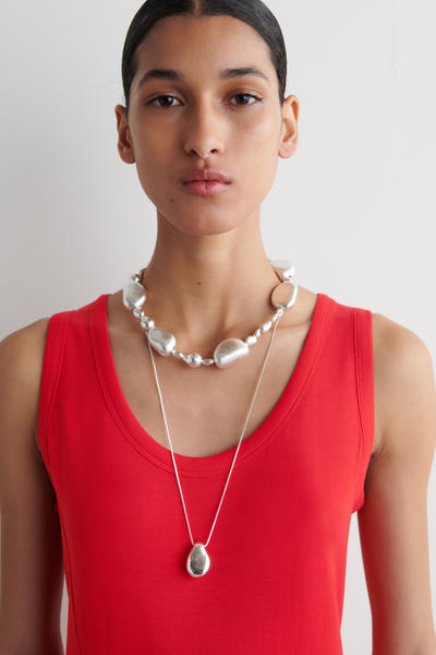 COS アシンメトリージャージーミディドレス