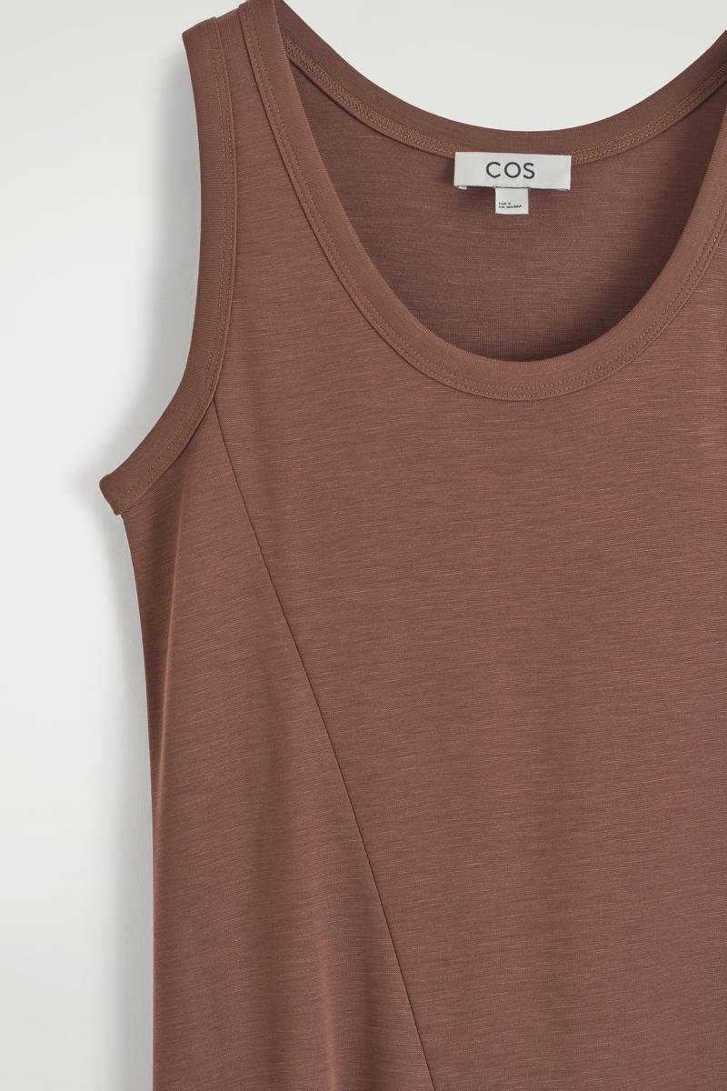 COS アシンメトリージャージーミディドレス