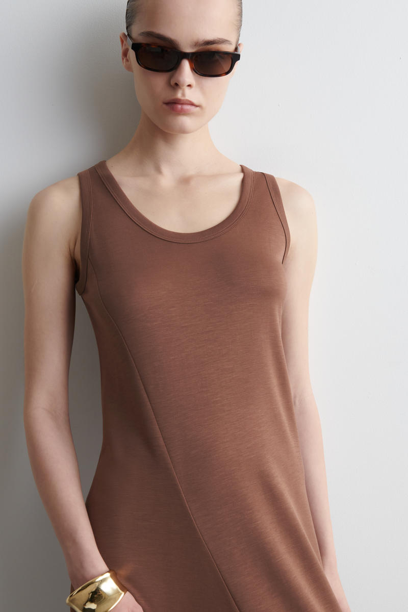 COS アシンメトリージャージーミディドレス