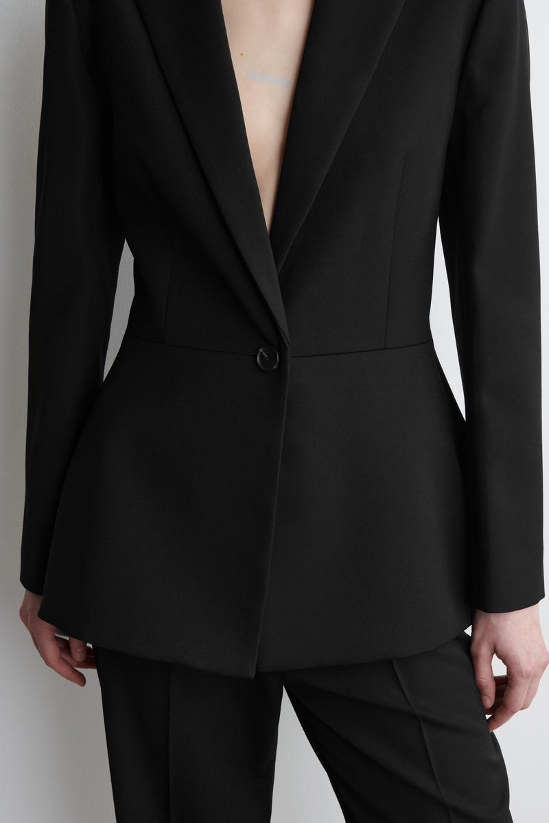 SHEER JACQUARD TAILORED ROMPERS ブラックMサイズ 225025BLACK-2.jpg