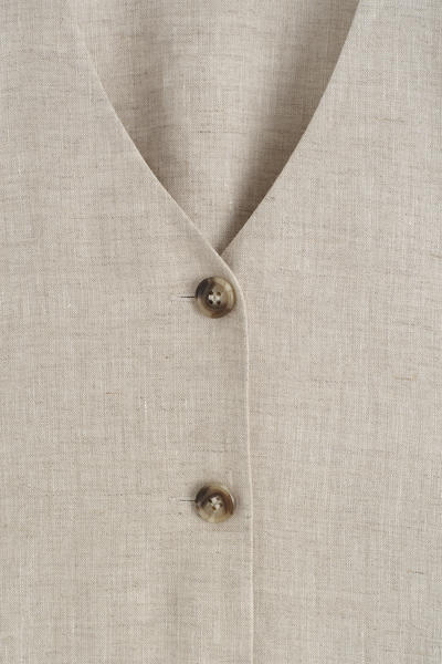 COS ボタン付きリネンミニドレス