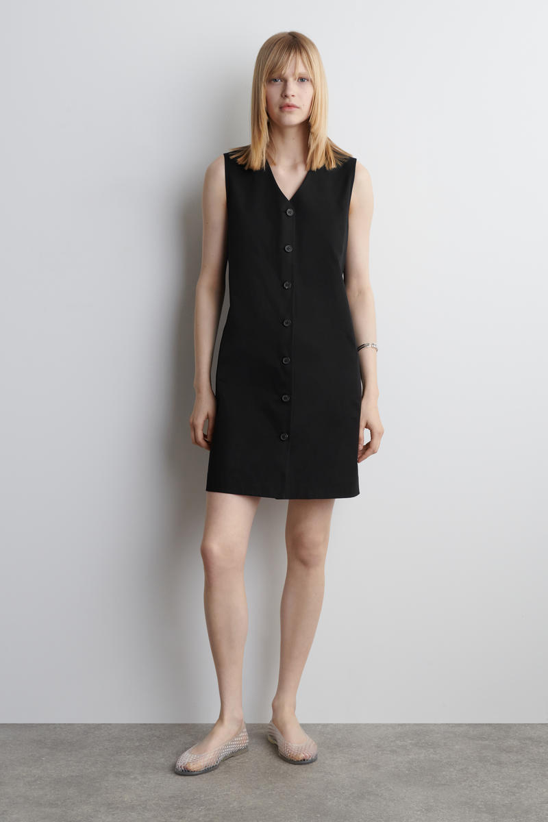 COS ボタン付きピマコットンミニドレス