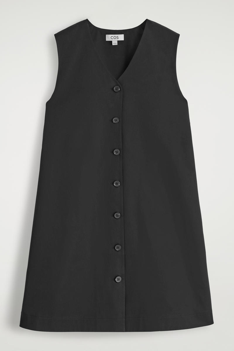 COS ボタン付きピマコットンミニドレス