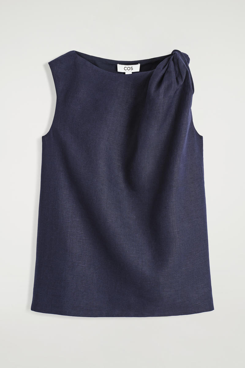 COS ツイストディテール リネントップ