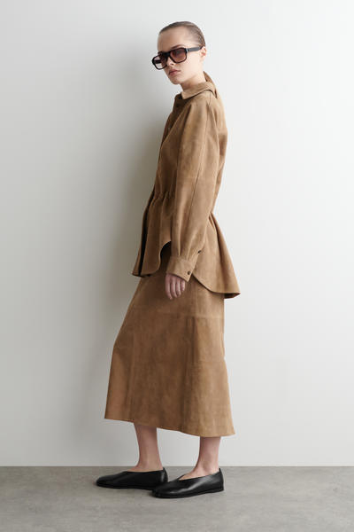 COS スエードドローストリングシャツ