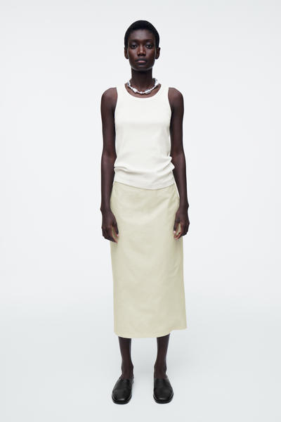 COS コットンドローストリングミディスカート