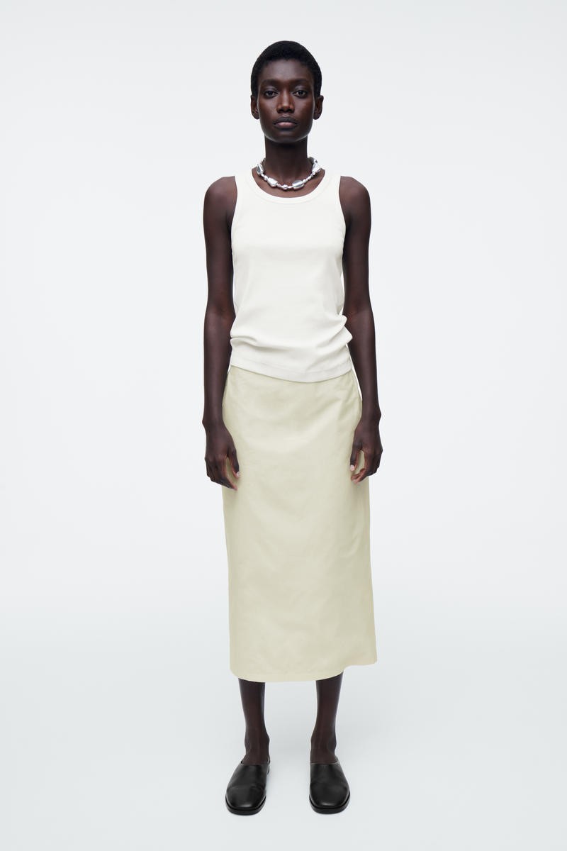 COS コットンドローストリングミディスカート