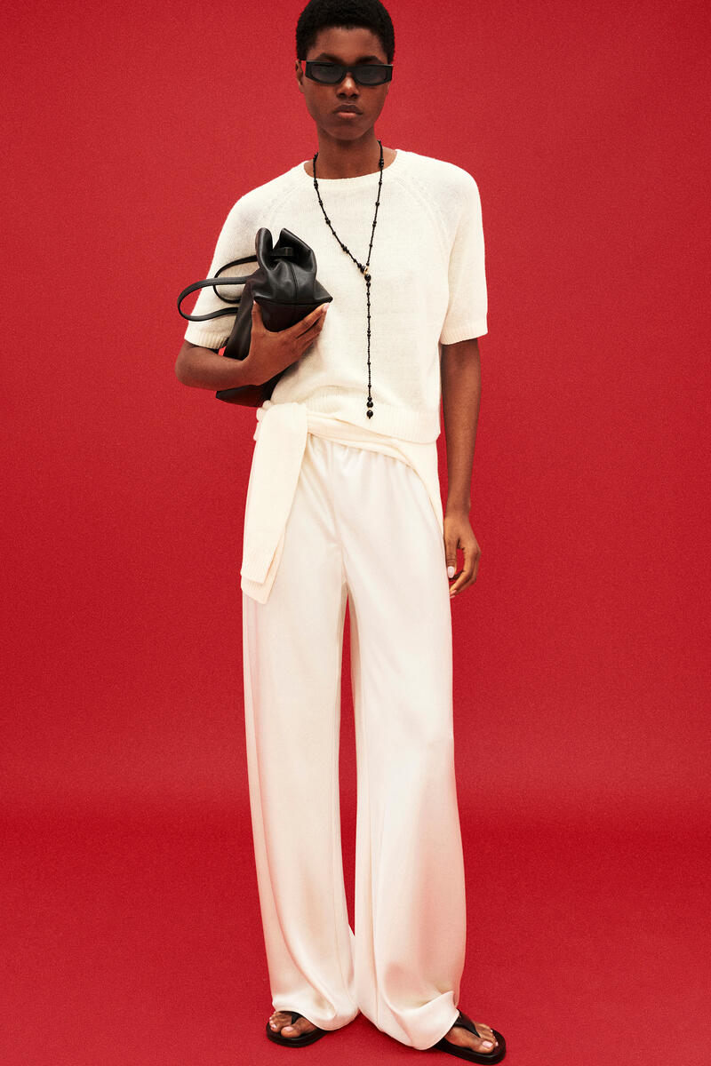 SATIN WIDE-LEG TROUSERS サテンワイドレッグパンツ ホワイト｜COS